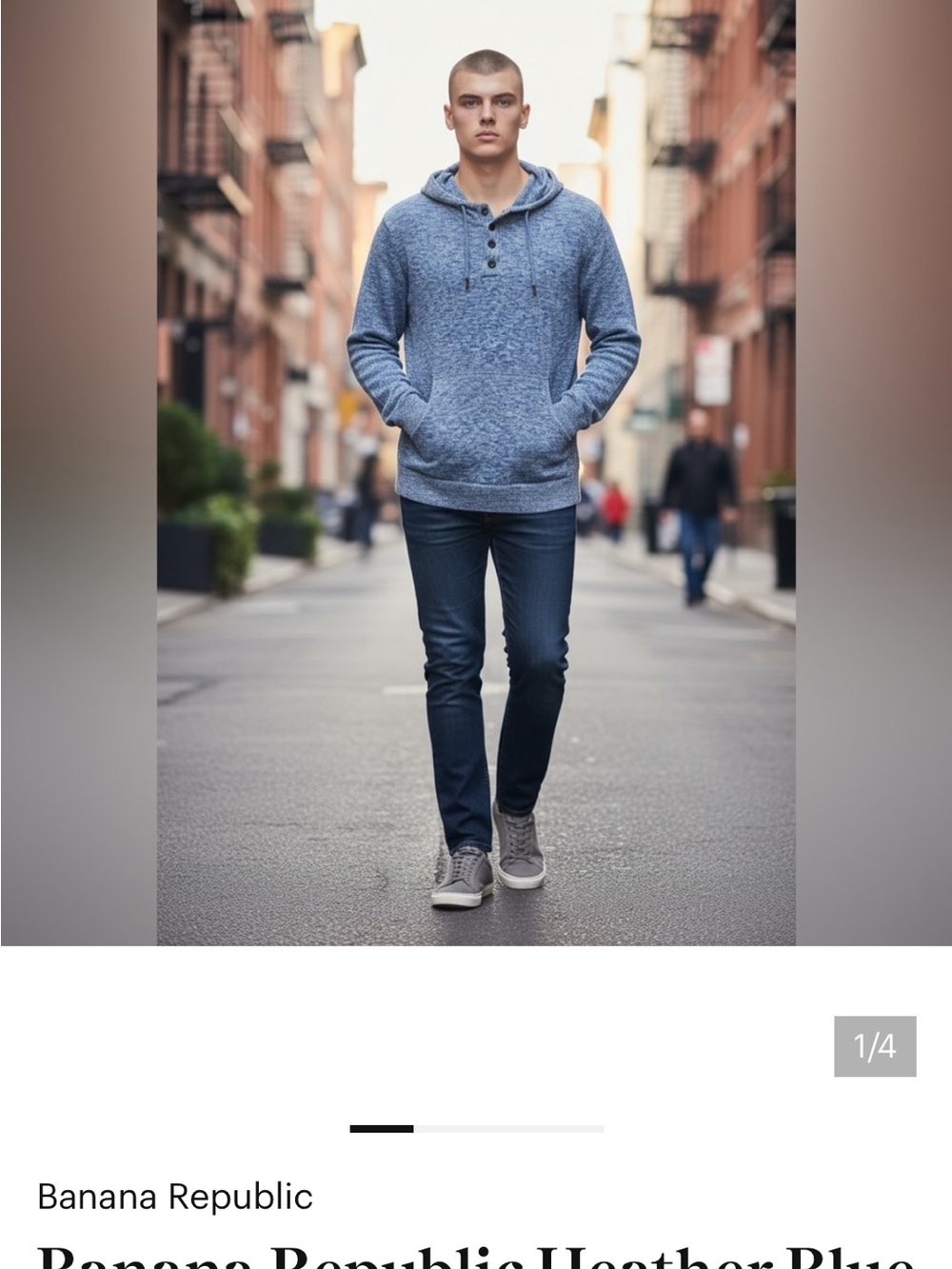 Banana Republic Heather Blue Henley Hoodie
